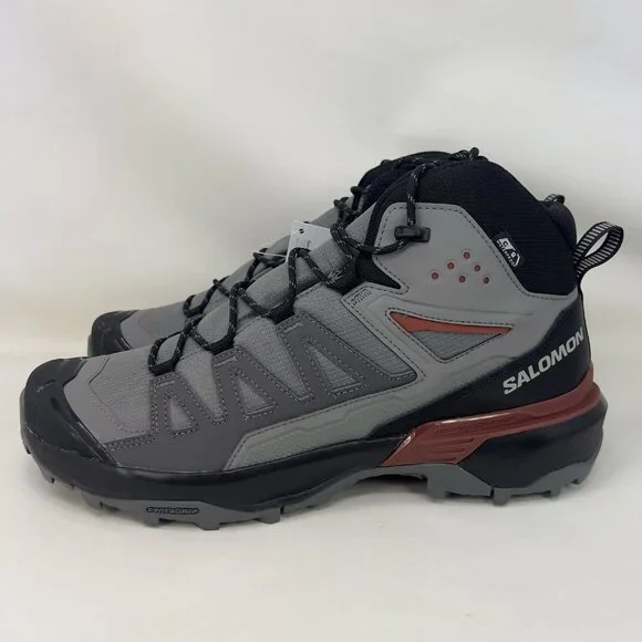 Salomon X Ultra 360 Mid CSWP Hiking Boots Grey Black Maroon Men’s Size 10.5 - Picture 2 of 9